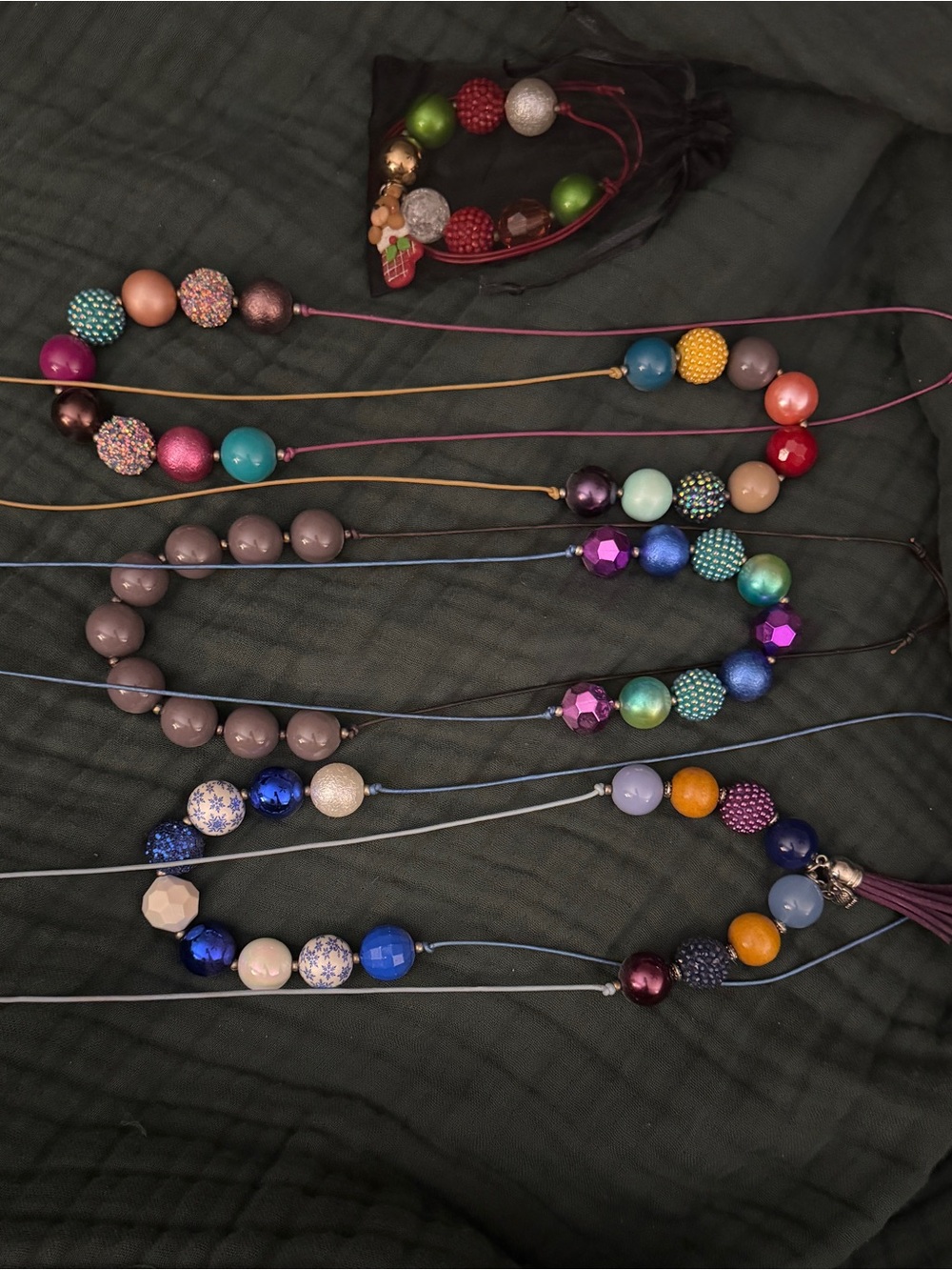 Bundle of 7 Colorful Beaded Women's Necklaces - Boutique Style Multicolor
